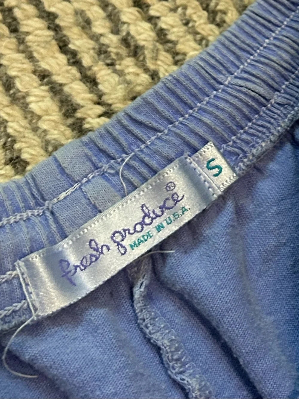 fresh produce Periwinkle Blue Casual Drawstring Shorts Size Small USA Made